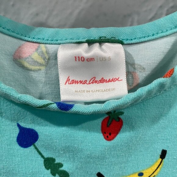 Hanna Andersson veggie and fruit sleeveless swing dress, girl's size 5 w/pockets - Picture 5 of 6